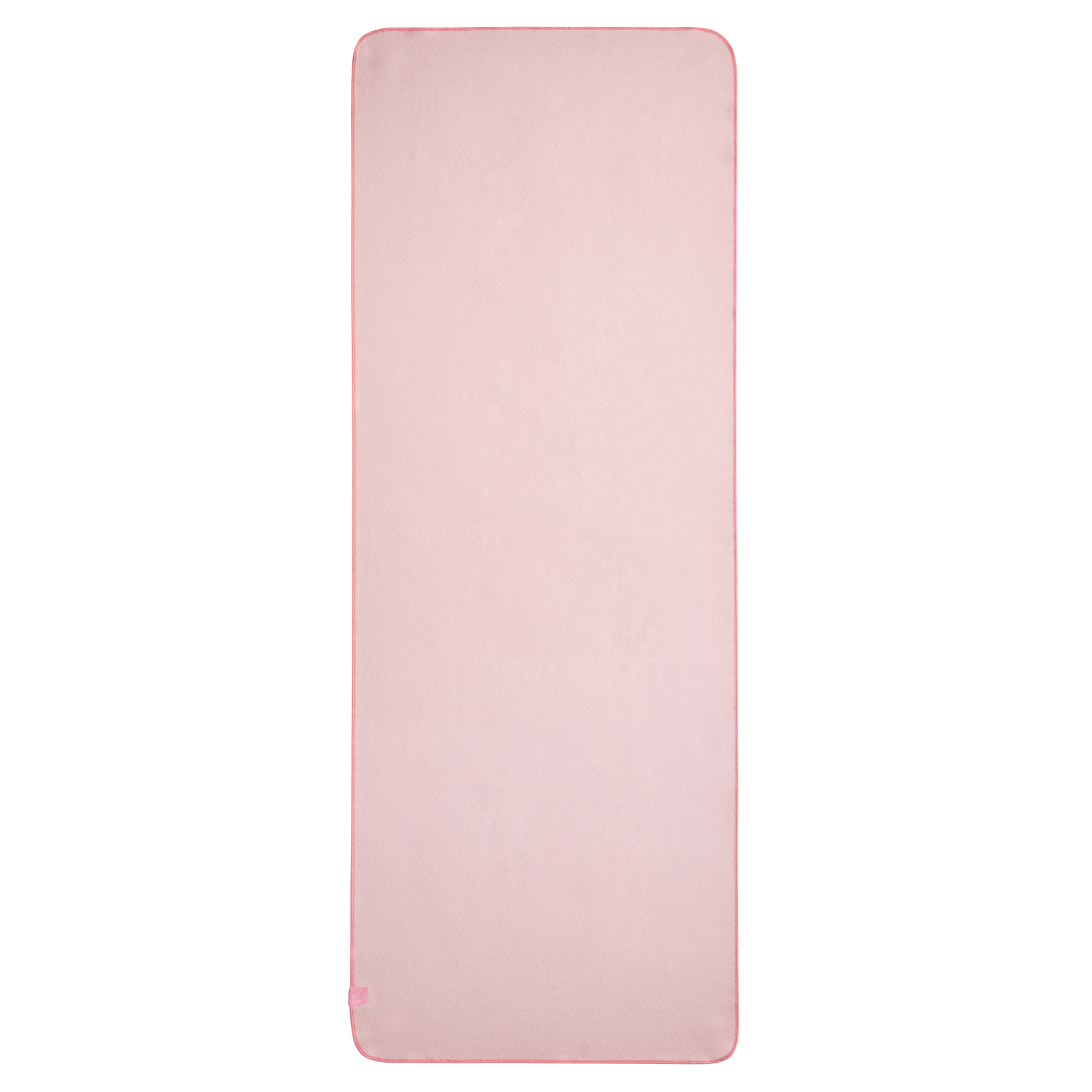 pink yoga mat towel on white background