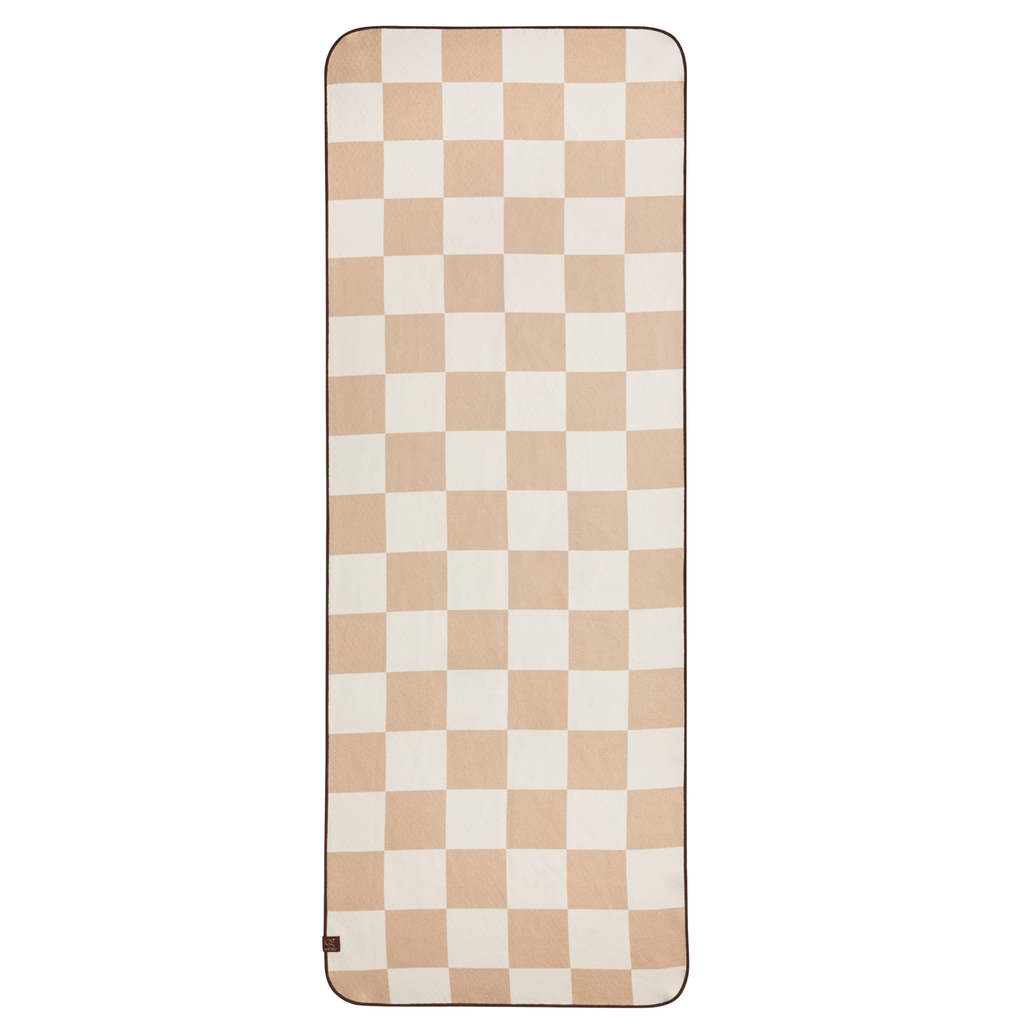 checkered yoga mat towel on white background