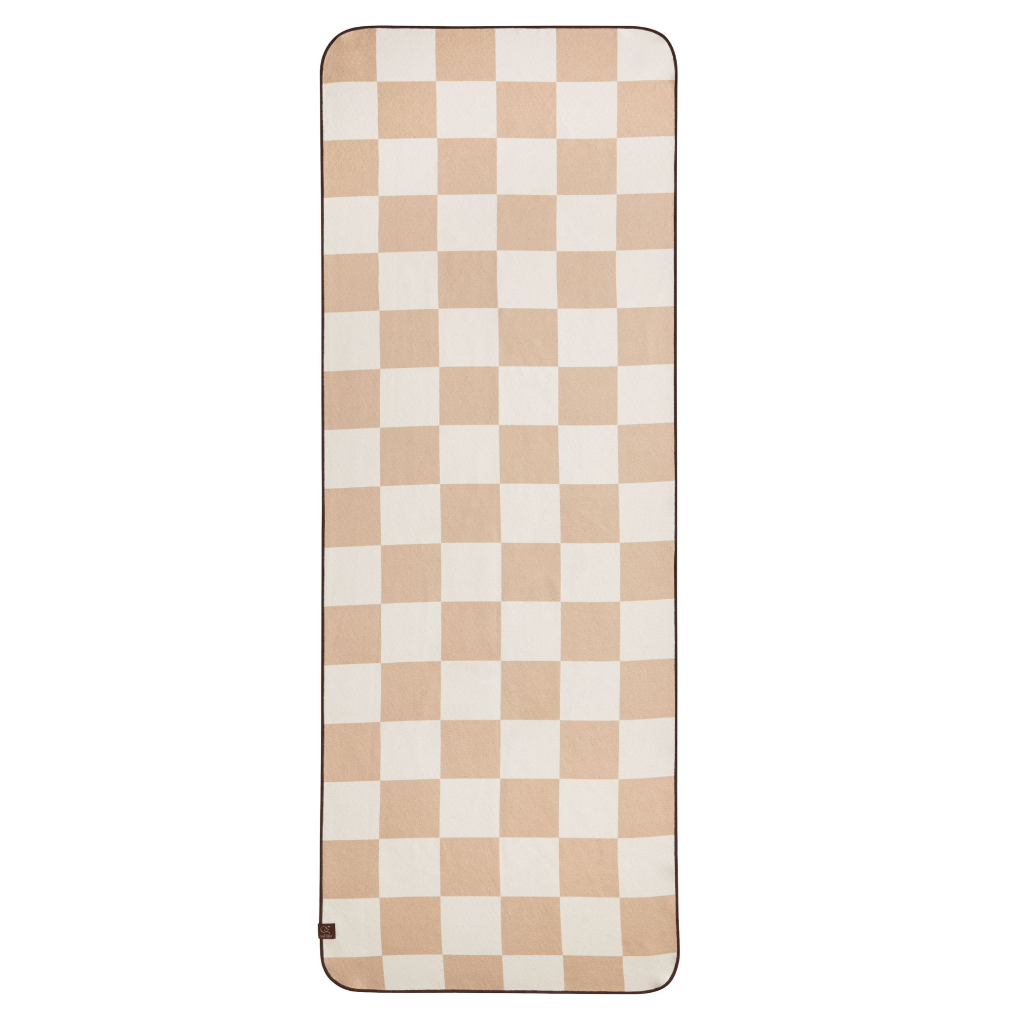 checkered yoga mat towel on white background