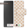 black yoga mat with checkered yoga mat towel and checkered hand towel WITH "MOST POPULAR" LABEL