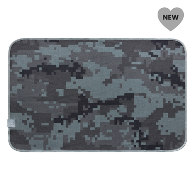 Camouflage-patterned hand towel with a 'NEW' label on a white background