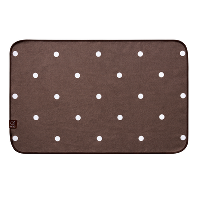dark brown and white polka dot hand towel with one self logo 